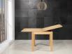 Table de repas 75x75 ralise en Chne massif de style Contemporain, plateau ouvert 150x75