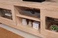 Meuble TV 2 portes vitres Loann ralis en chne massif de style Contemporain 