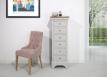 Chiffonnier 6 tiroirs Benjamin ralis en Chne Massif de style Louis Philippe Finition Chne Bross Gris Perle pour le corps, Chne Naturel pour le plateau