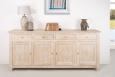 Buffet 4 portes Amaury ralis en Chne Massif de style Campagnard Finition Chne bross blanchi MEUBLE UNIQUE