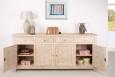 Buffet 4 portes Amaury ralis en Chne Massif de style Campagnard Finition Chne bross blanchi MEUBLE UNIQUE