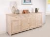 Buffet 4 portes Amaury ralis en Chne Massif de style Campagnard Finition Chne bross blanchi MEUBLE UNIQUE